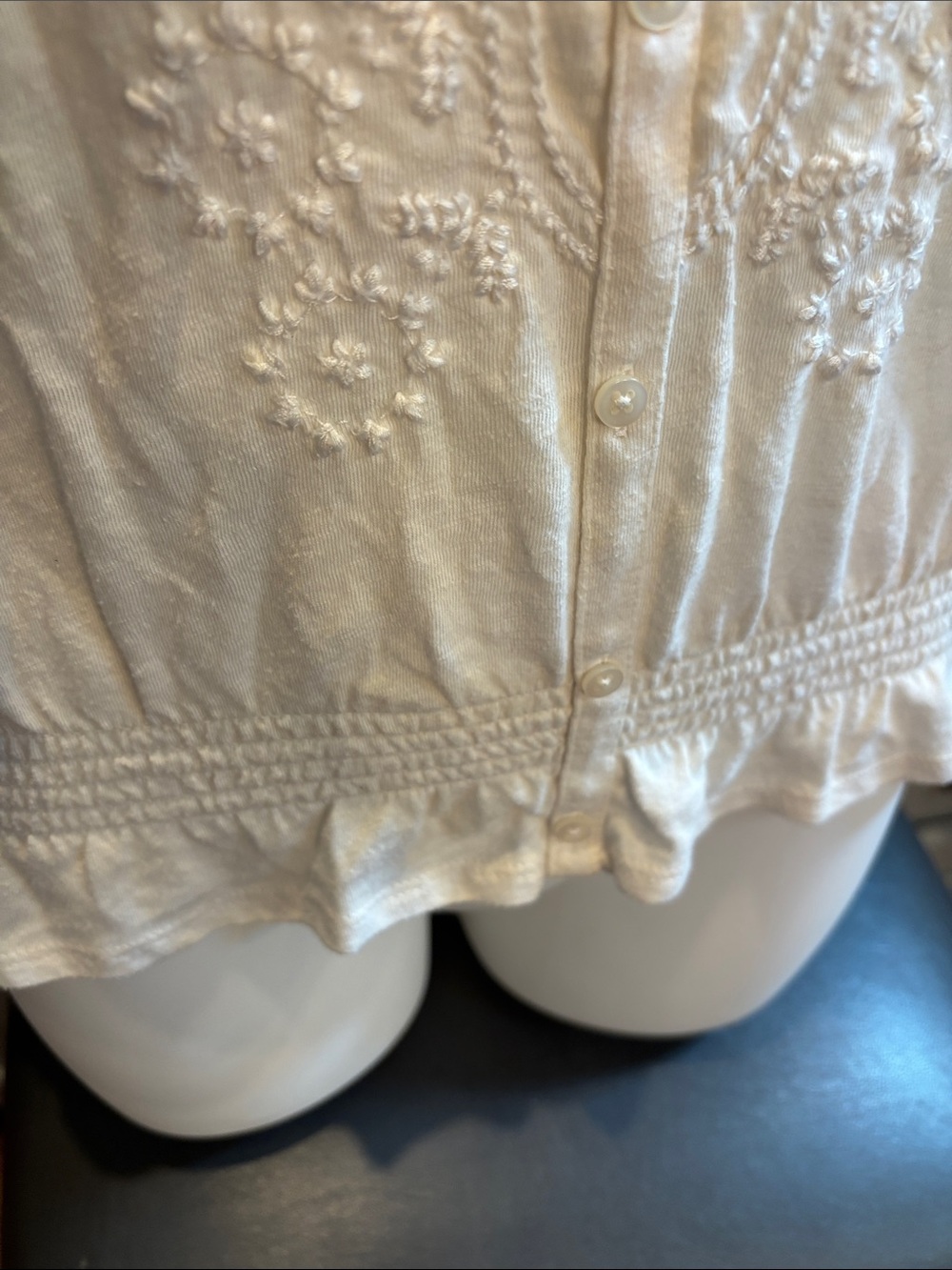Y2K American Eagle White Embroidered Cotton Cami Tank Top S - Picture 3 of 6